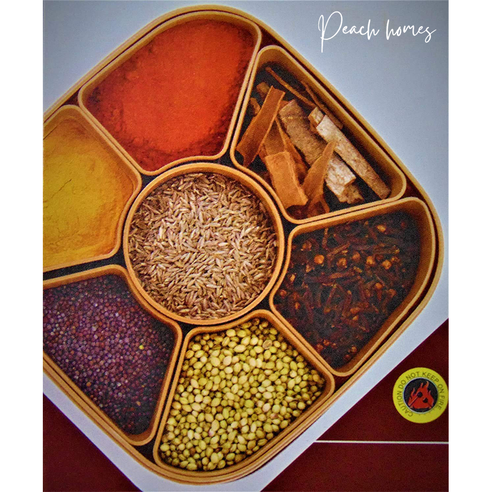 Plastic Square 7-Section Multipurpose Masala Box – Durable, Moisture-Resistant Spice Organizer, Easy to Clean, Slim Design