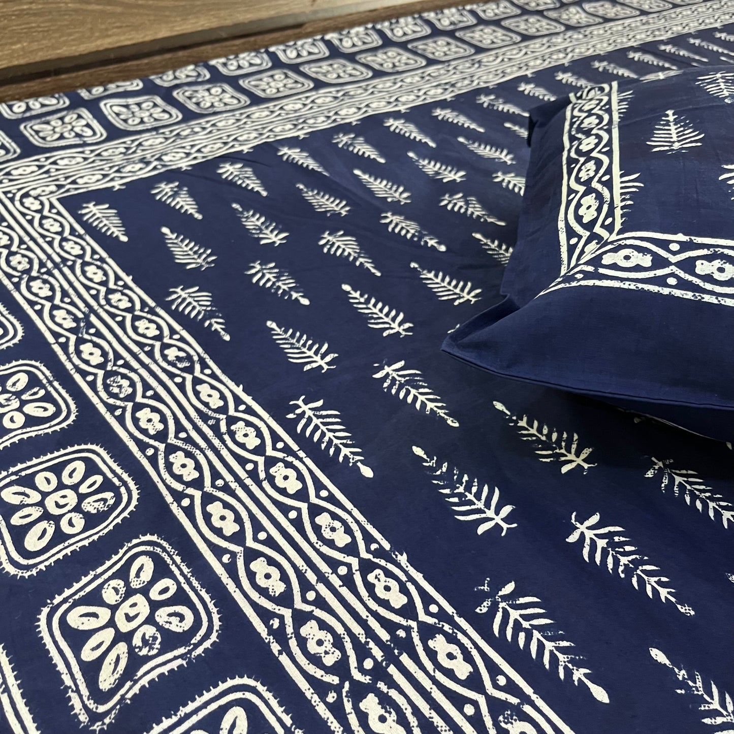 Premium Indigo Leaf Cotton Bedsheet