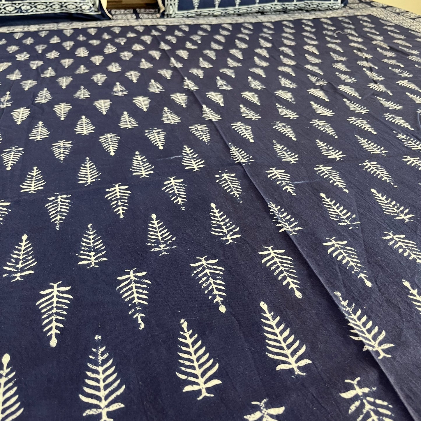 Premium Indigo Leaf Cotton Bedsheet