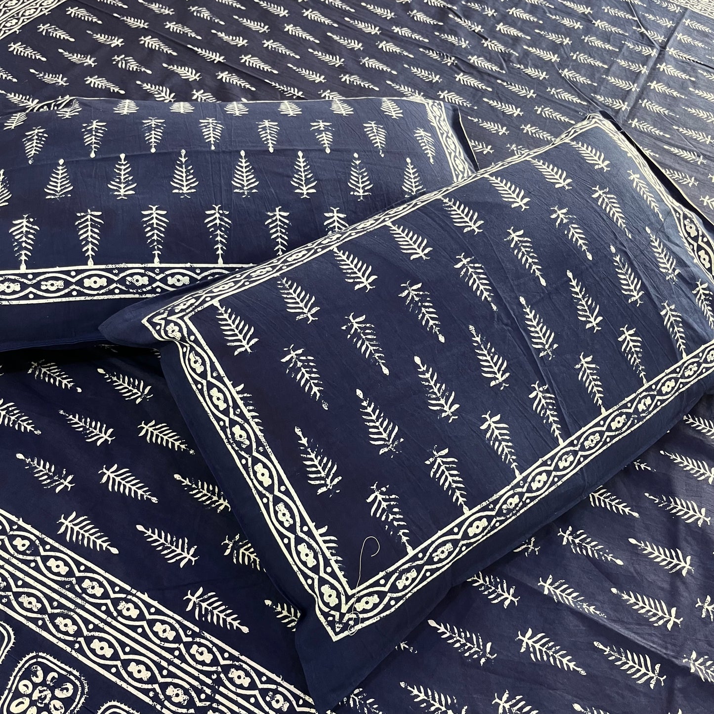 Premium Indigo Leaf Cotton Bedsheet