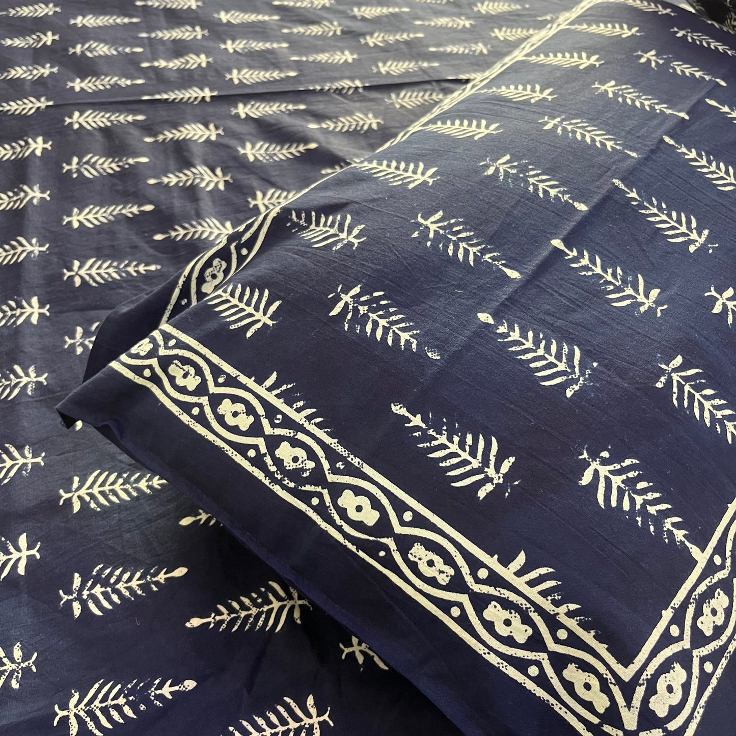 Premium Indigo Leaf Cotton Bedsheet
