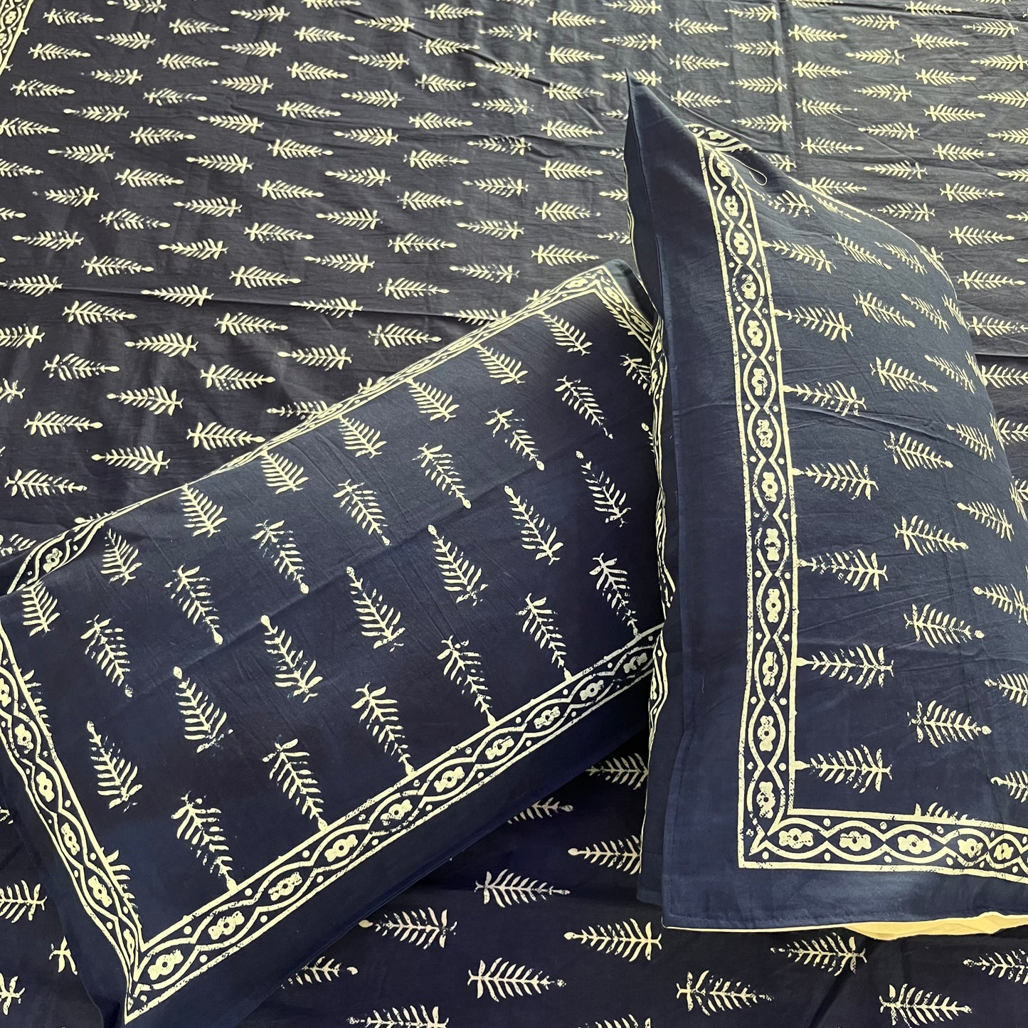 Premium Indigo Leaf Cotton Bedsheet