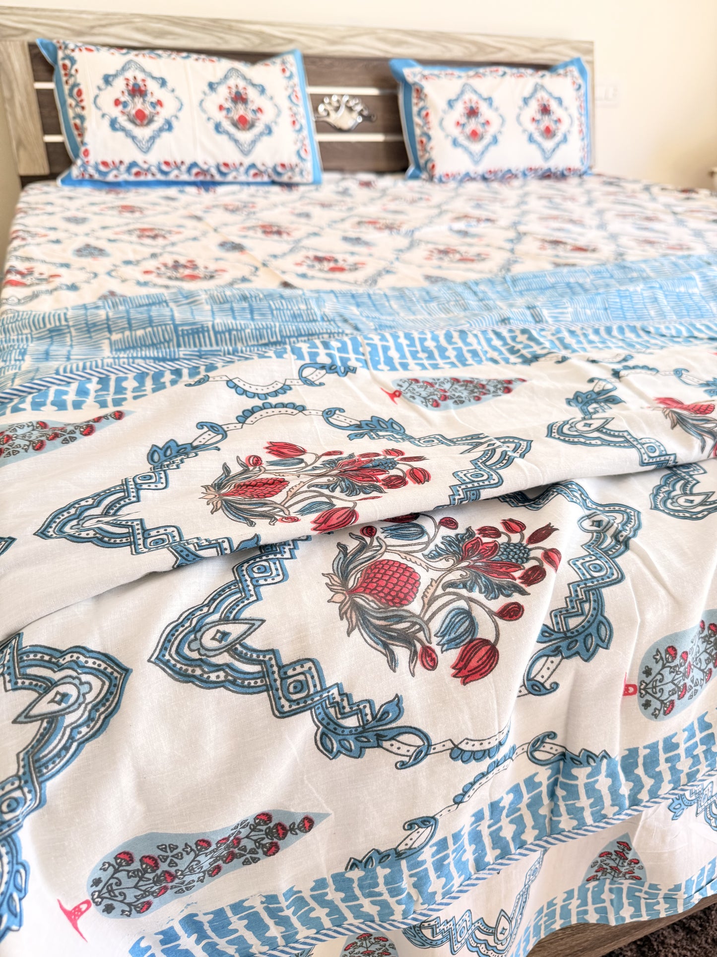 Blue Double Dohar and Double Bedsheet Set