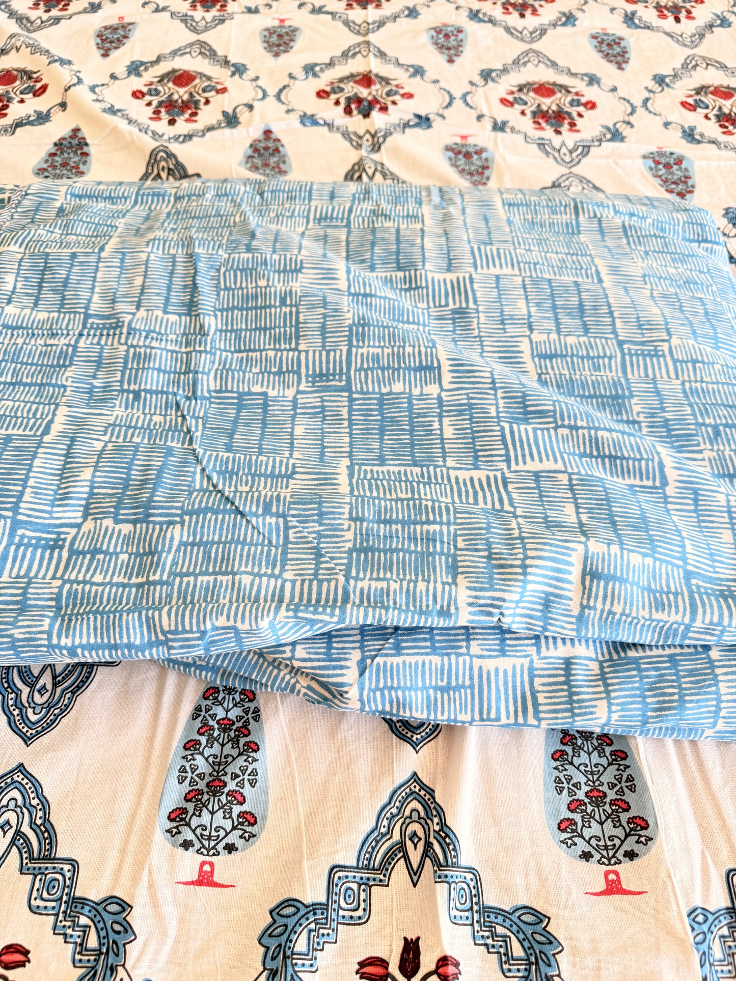 Blue Double Dohar and Double Bedsheet Set
