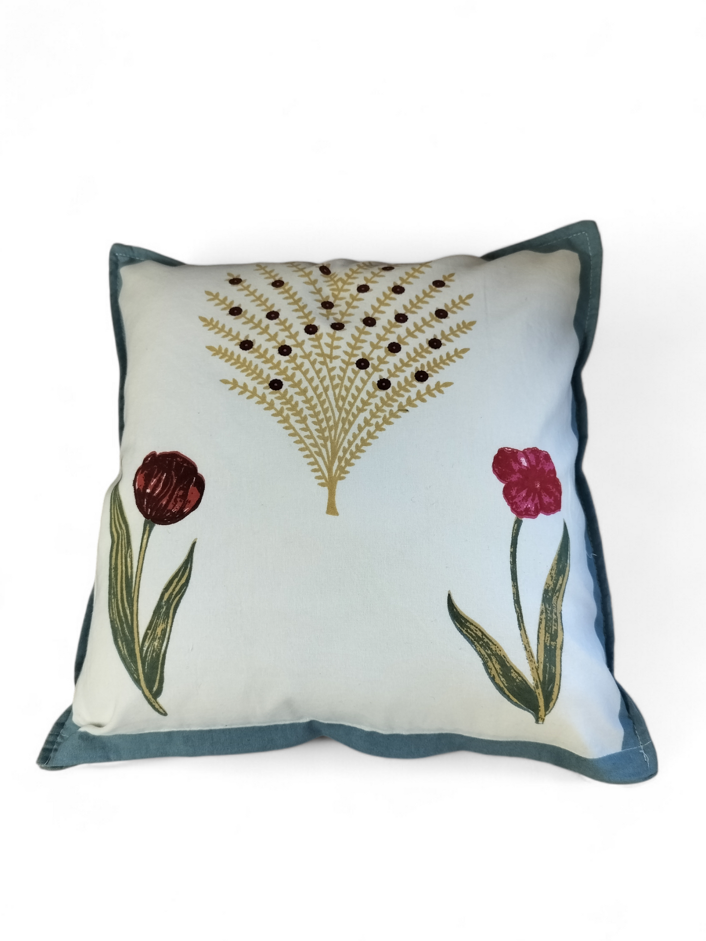 Quilted Handblock Cushion Cover Set of 2 (Blue and White)