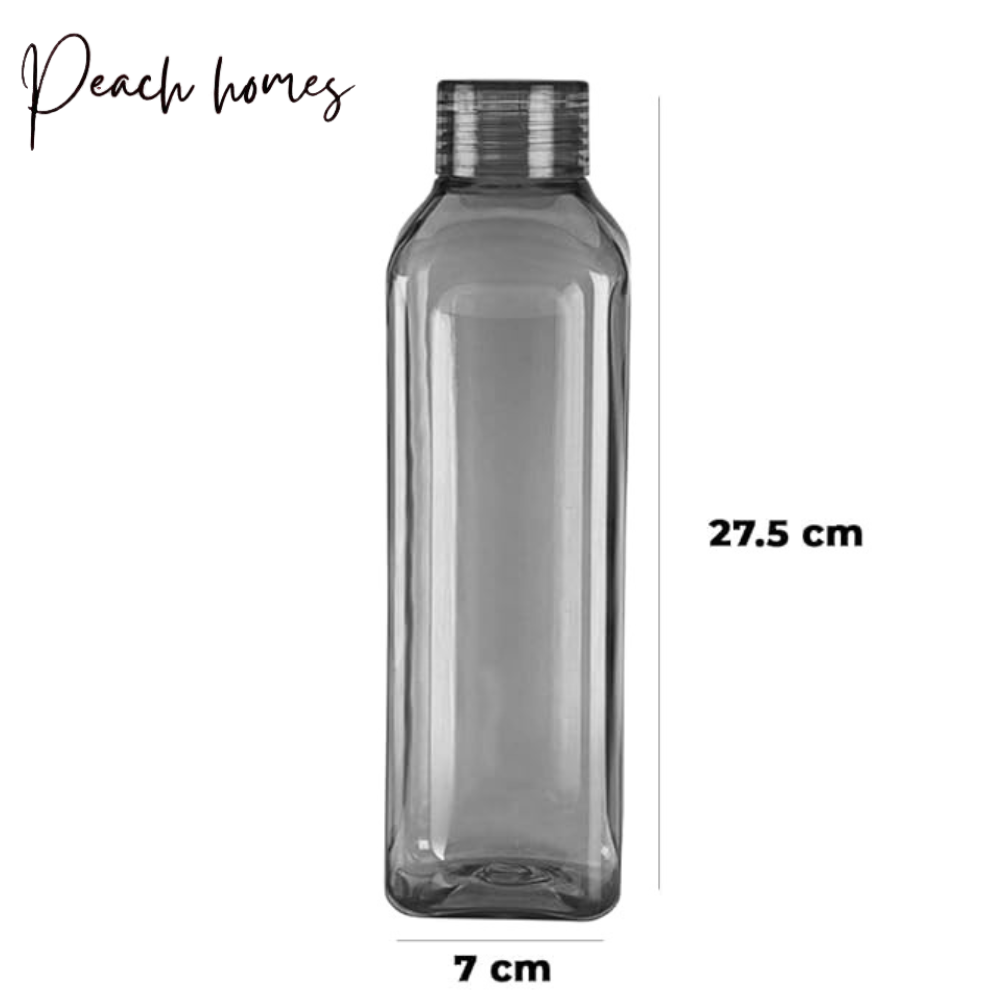 Plastic Transparent Black Water Bottle (Set of 6) – Reusable, Airtight, Eco-Friendly Water Storage