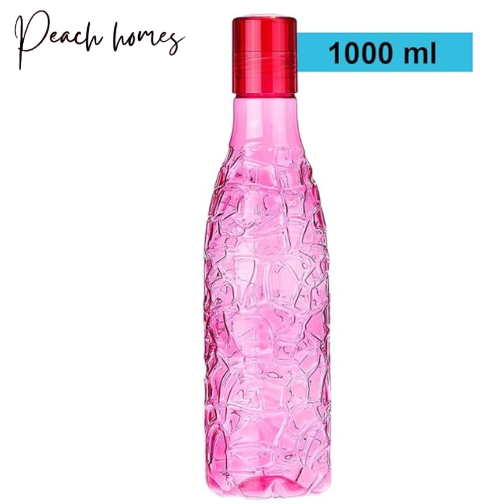Plastic Transparent Mosaic Pink Water Bottle (Set of 6) – Leak-Proof, Reusable, Stylish Hydration Bottles