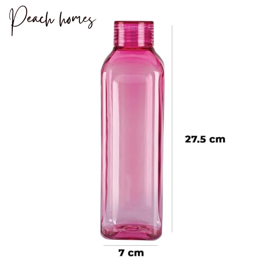 Plastic Transparent Pink Water Bottle (Set of 6) – Reusable, Leak-Proof, Eco-Friendly Hydration Bottles