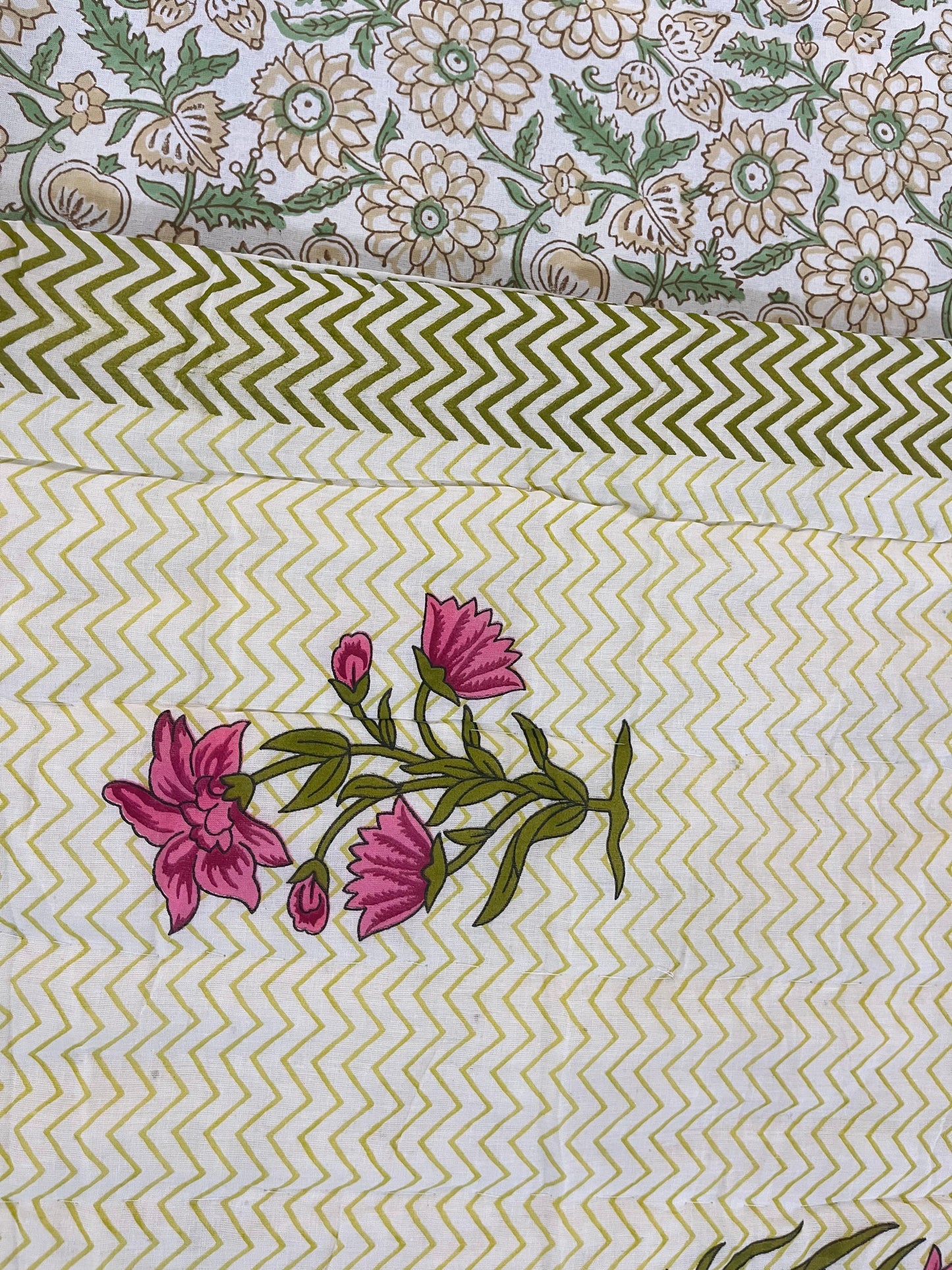 Sea Green Floral Double Reversible Quilt