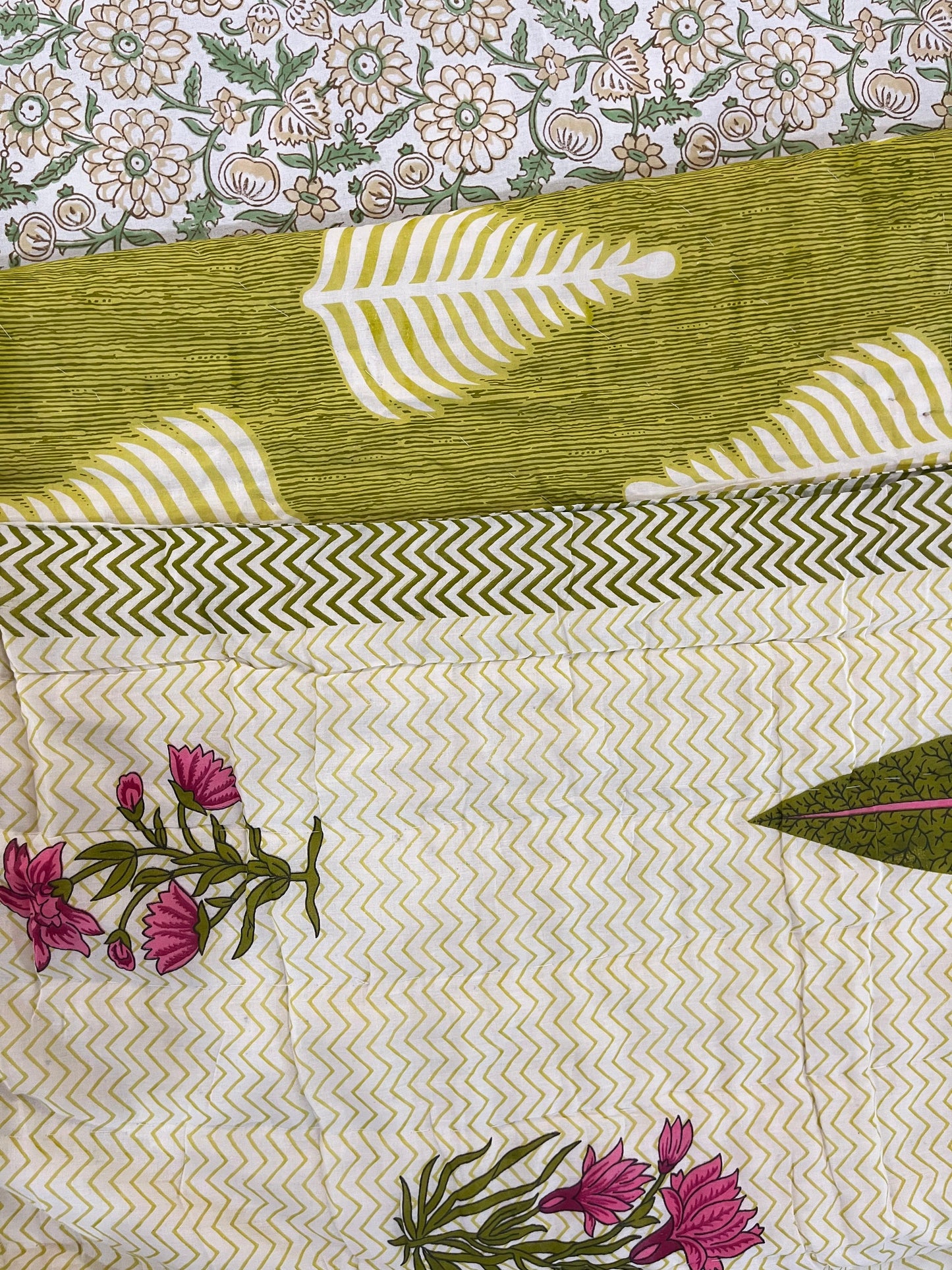 Sea Green Floral Double Reversible Quilt