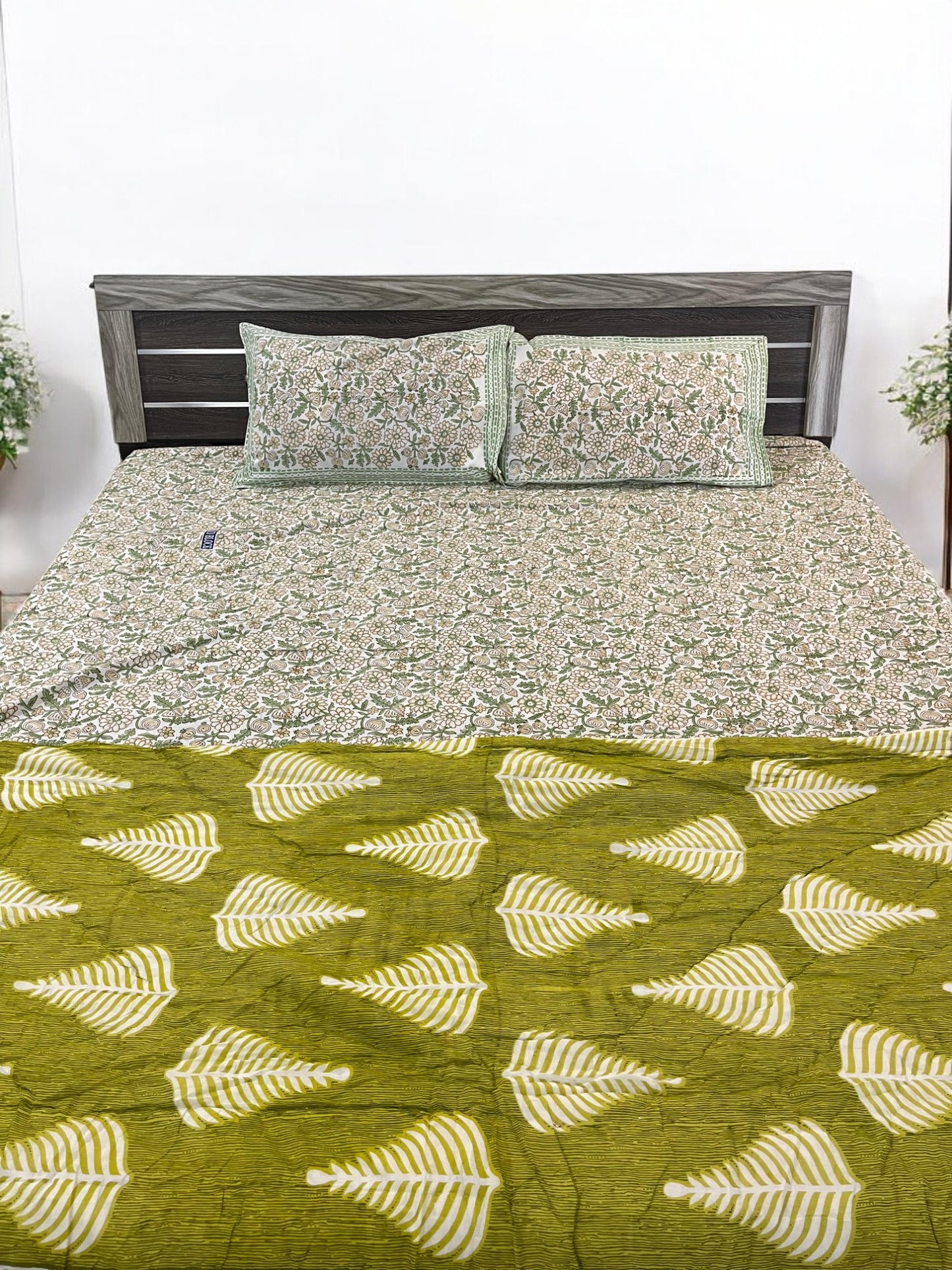 Sea Green Floral Double Reversible Quilt