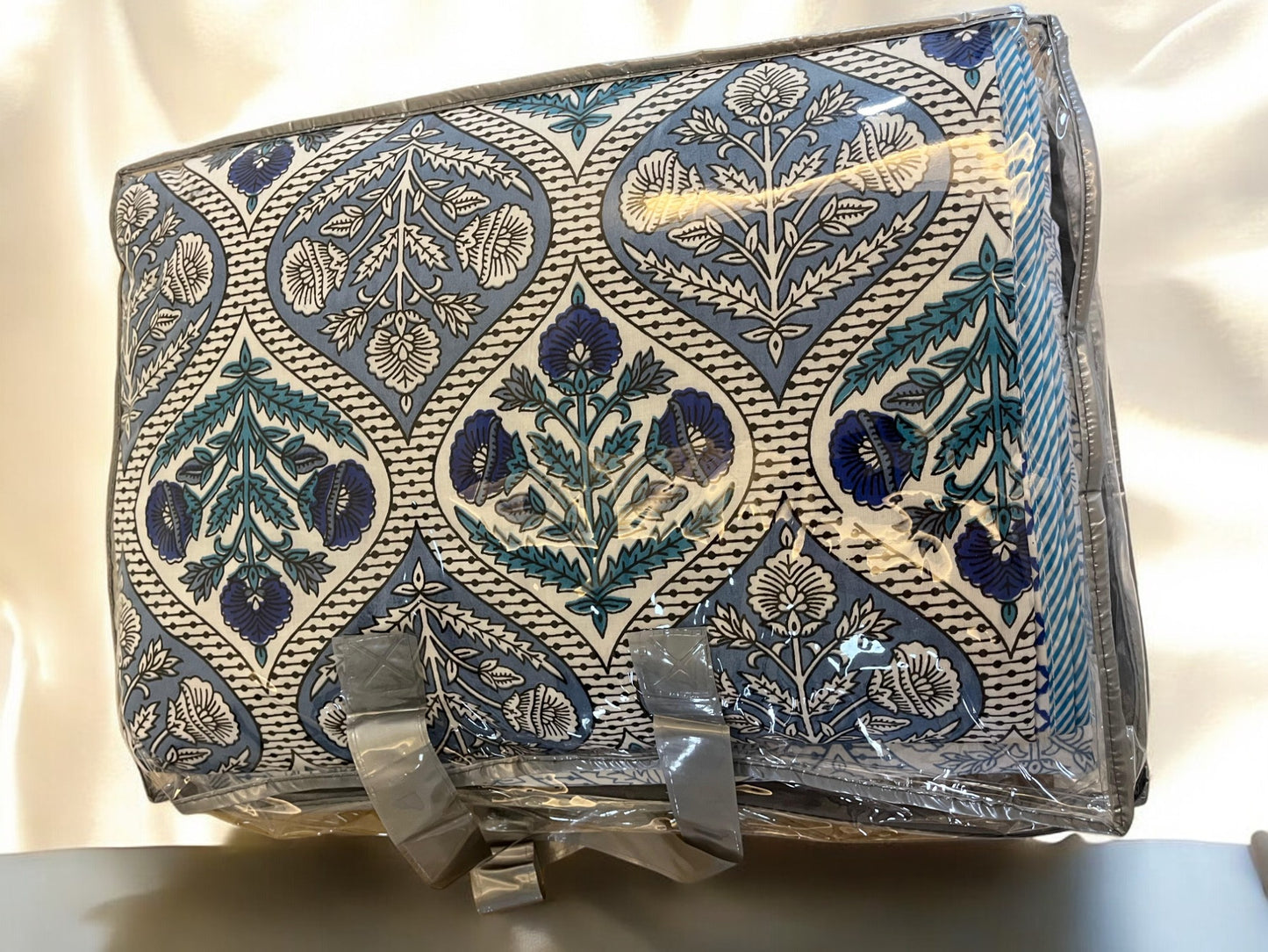Blue Abstract Cotton Single Dohar (Set of 2)