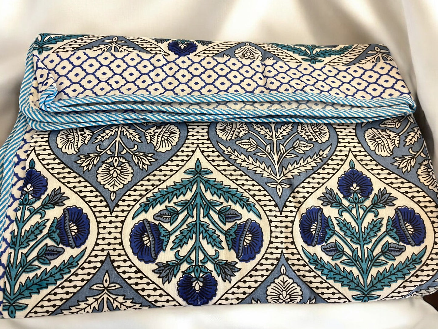 Blue Abstract Cotton Single Dohar (Set of 2)