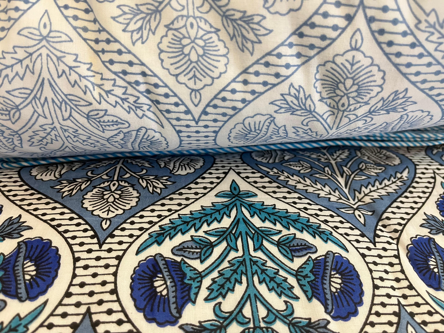 Blue Abstract Cotton Single Dohar (Set of 2)