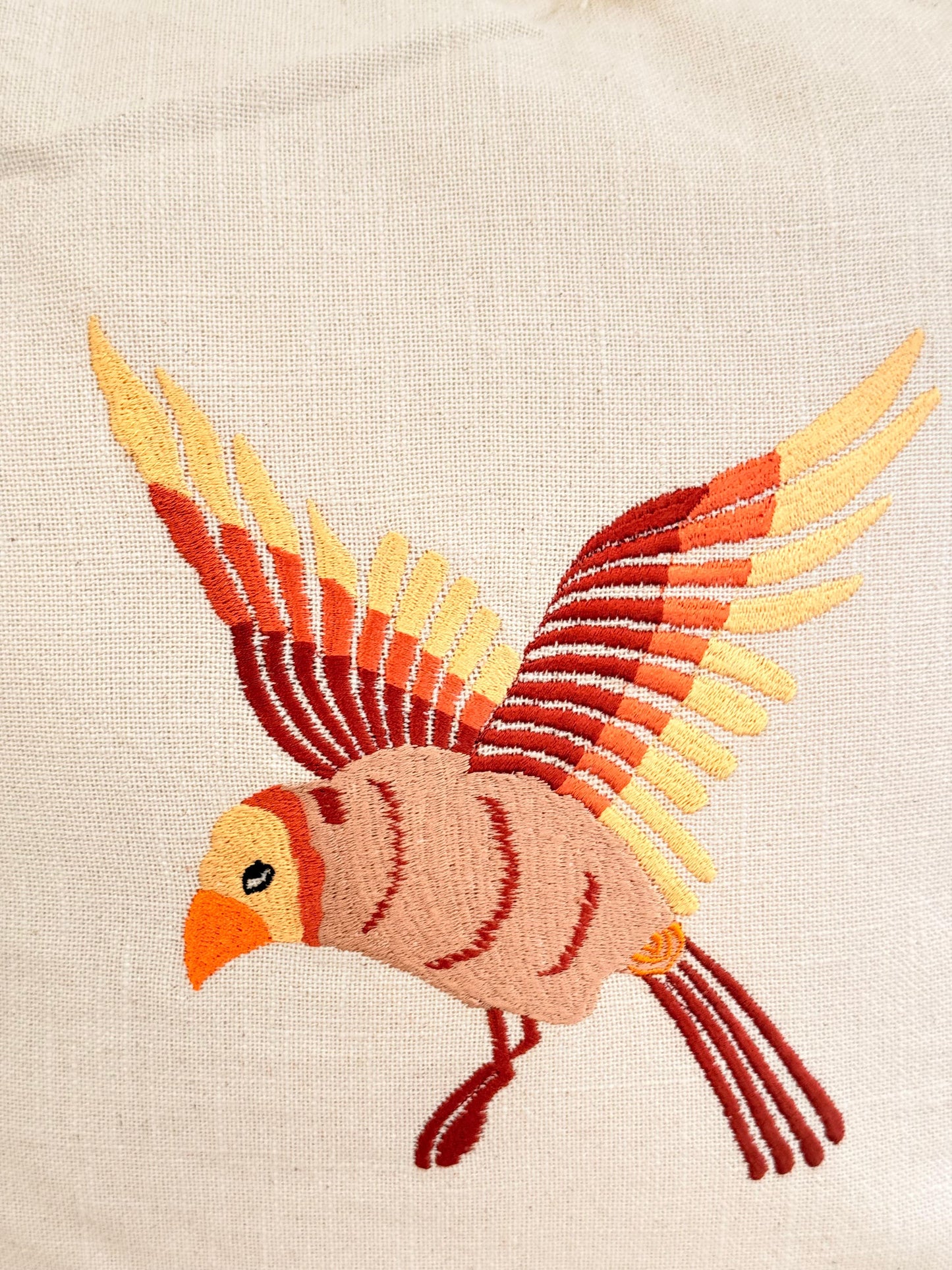 Boho Frill Bird Decorative Cushion Cover – Embroidered Throw Pillow for Cozy Home Décor