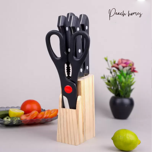 Wooden Knife Set (Set of 6 pcs) – High-Quality Stainless Steel Blades