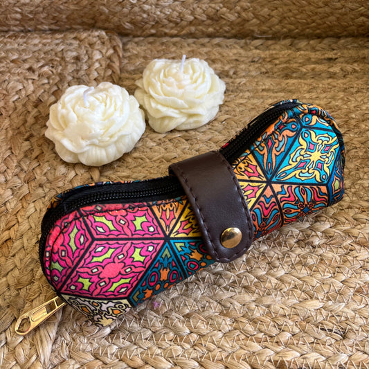 Pink Multicolor Abstract Printed Unisex Goggle Case