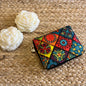 Abstract Multi- Color  Printed Zip Around Wallet