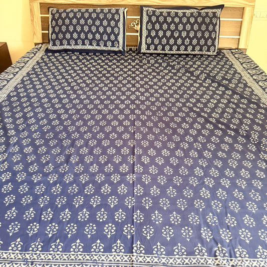 Preety Cotton Indigo Bedsheet