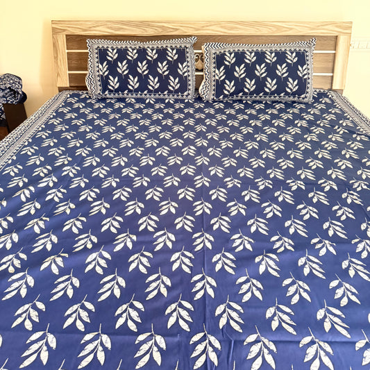 Leaflet Cotton Indigo Bedsheet