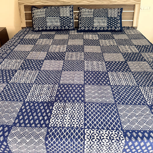 Square Cotton Indigo Bedsheet