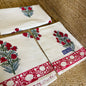 Red Roses Handblock Waffle Cotton Towel Set