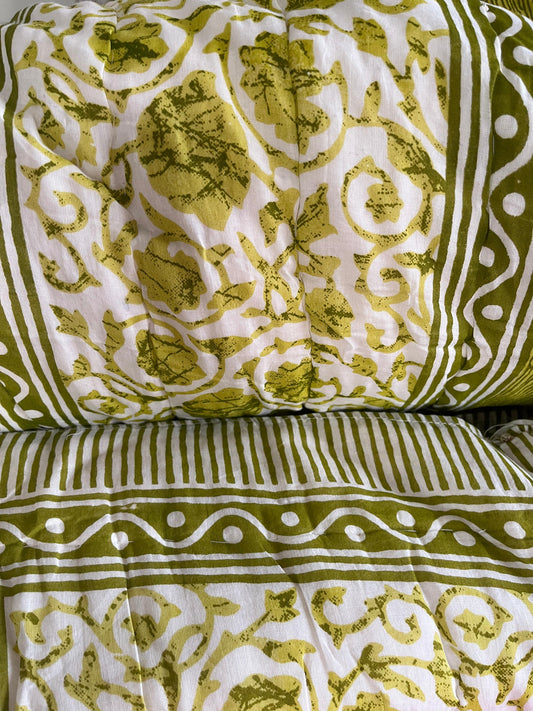 Sea Green Floral Double Reversible Quilt