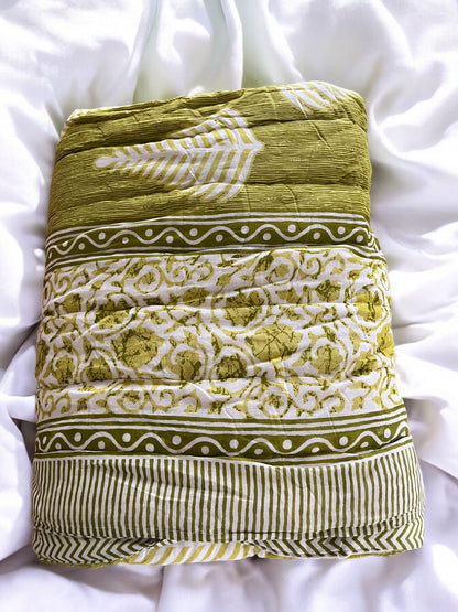 Sea Green Floral Double Reversible Quilt