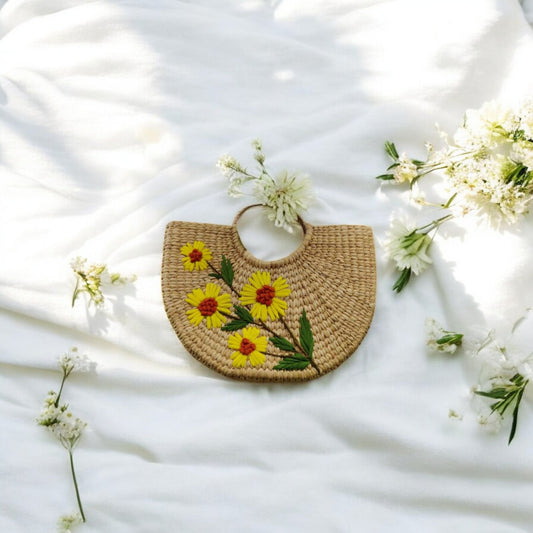Kauna Embroidery Handbag Yellow Sunflower