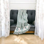 Green Floral White Color Premium Handblock TNT Throws