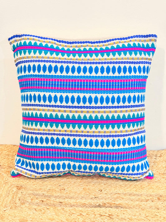 Pastel Blue Jacquard Cotton Decorative Cushion Cover – Elegant Throw Pillow Cover
