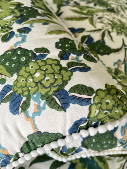 Green Garden Double Bedsheet with 2 Frill Pillows and 2 Cushion Covers