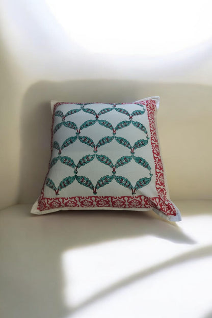 Green and Pink Handblock Cushion Covers – Set of 2